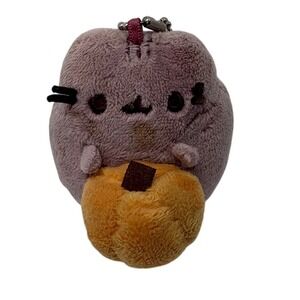 Pusheen Cat Pumpkin Plush Keychain Fall Halloween Purple Grey Mini Bag Charm 3in